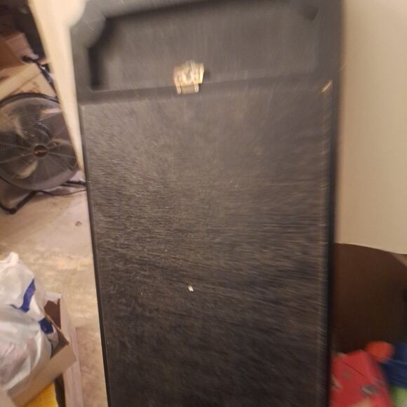 Vintage Black Lacquer Chinoiserie Scenery Motif Oriental Mirror Hand Painted - Picture 7 of 7